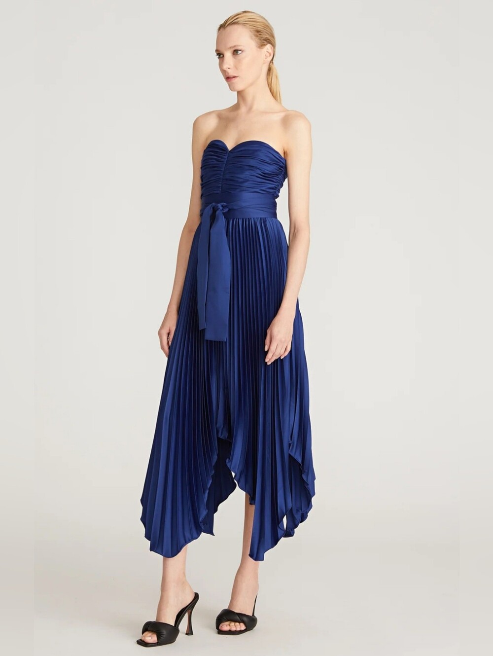 Amur Khloe Sweetheart Satin Dress Muted Blue Size 4 Retail $ 598 - Picture 3 of 16